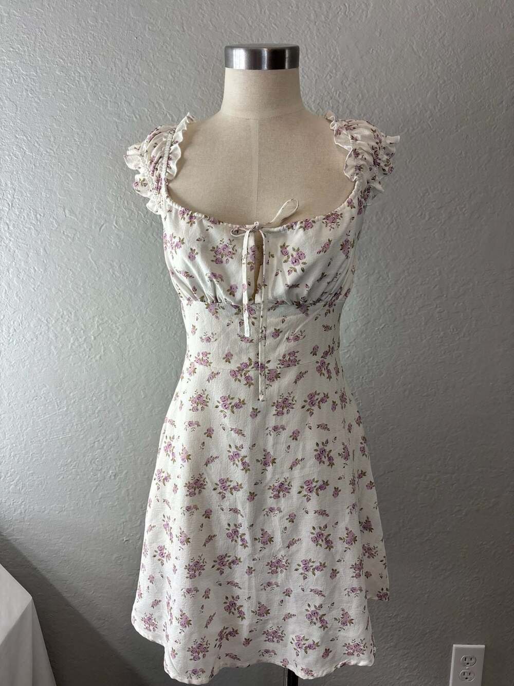 Cider Floral Print Ruffle Cap Sleeve Mini Dress Size XS
